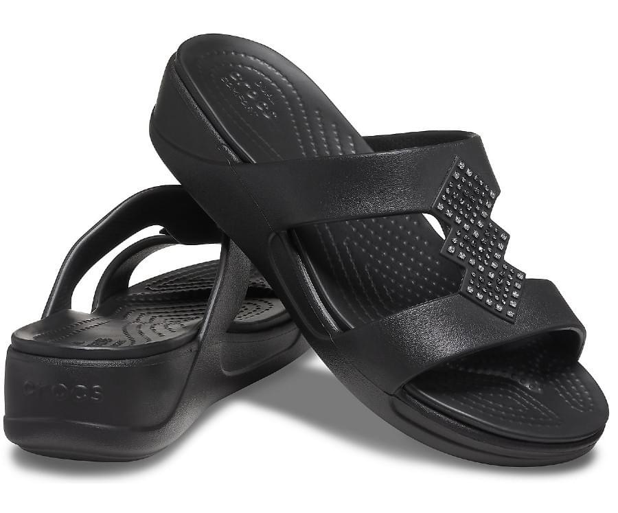 journalist stikstof Onhandig Crocs Monterey Shimmer Slip-On Wedge Slipper Dames Zwart kopen?