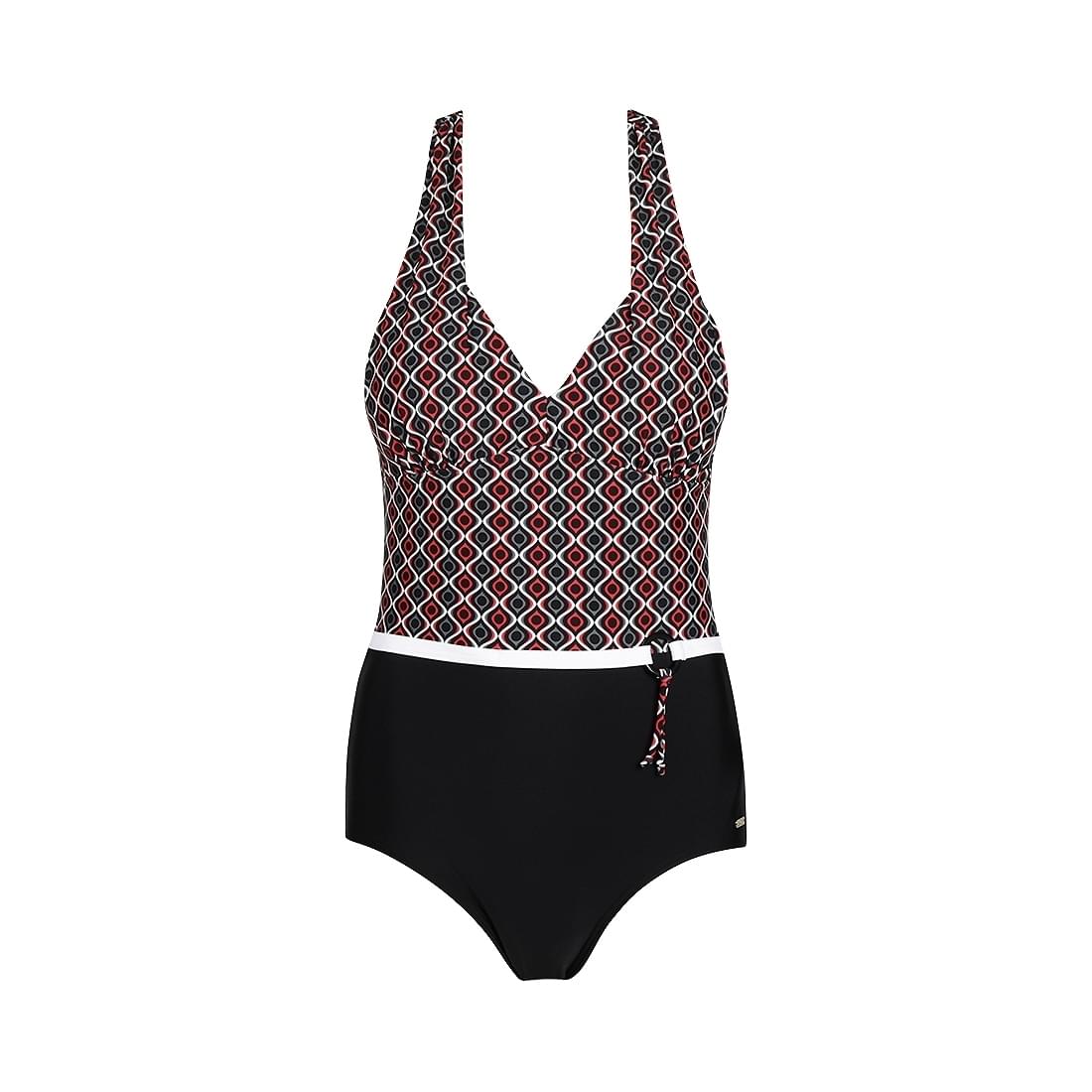 Mila Ladies halter swimsuit Mt. 38 Black en Red Multicolor