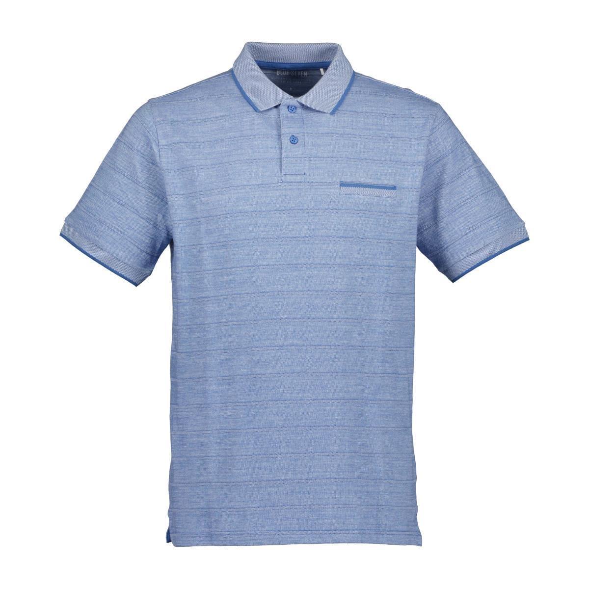 Blue Seven Rib Polo Heren Blauw