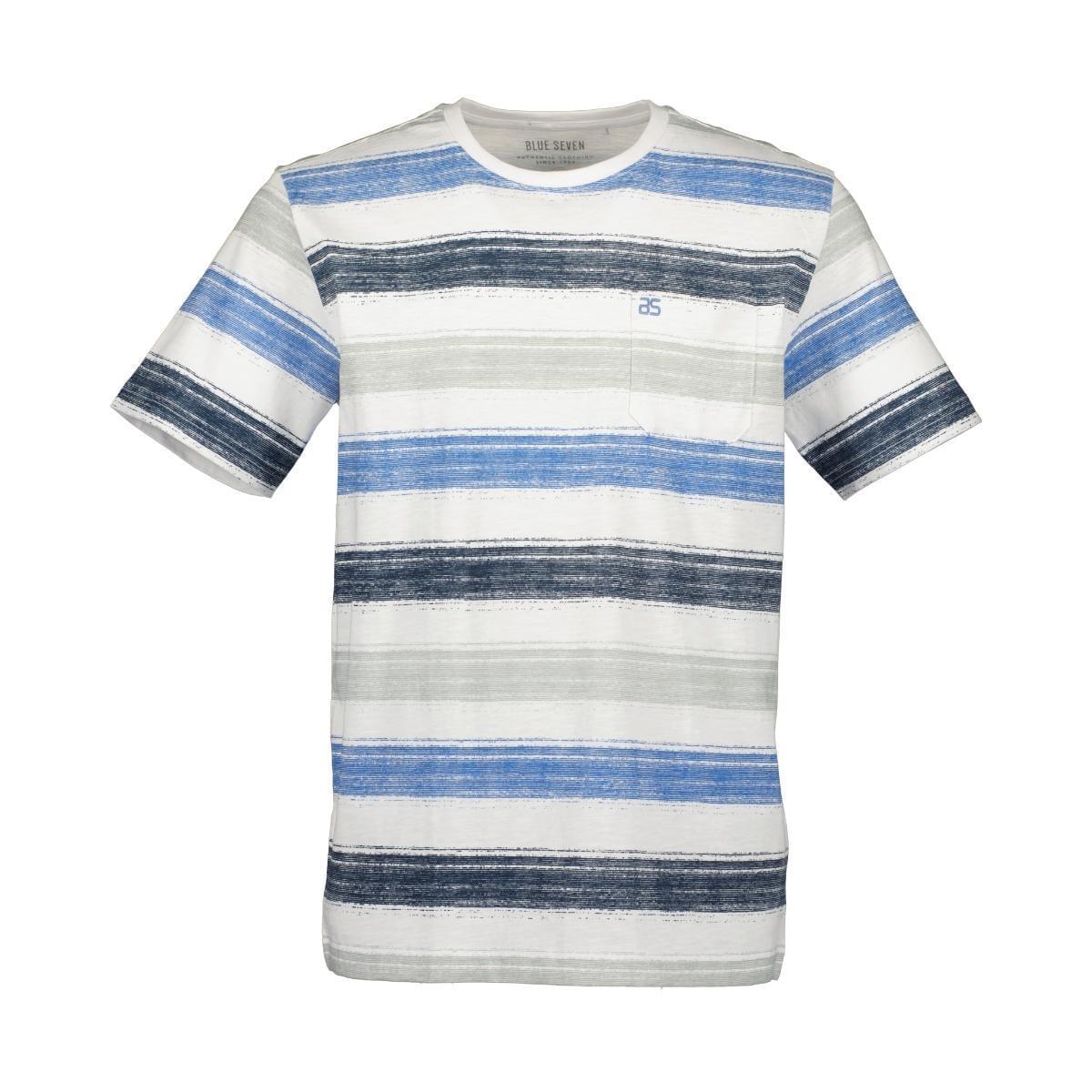 Blue Seven Striped T-shirt Heren Blauw