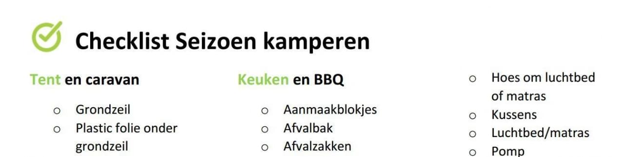 Checklist seizoen kamperen
